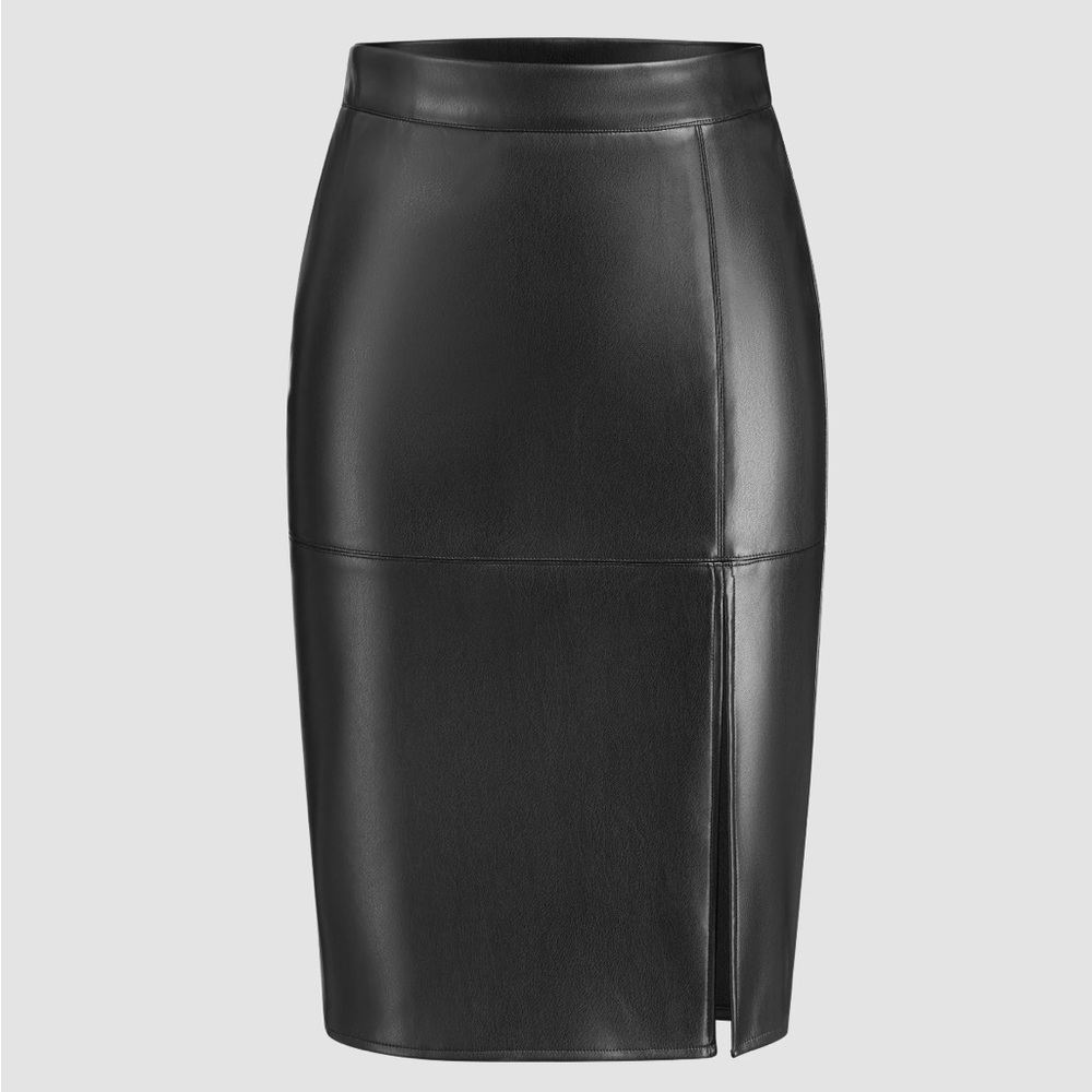 NWT! Unbelievably soft and flattering FAUX LEATHER HIGH WAIST SPLIT MINI SKIRT